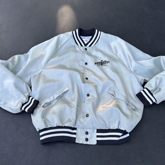 Vintage King Louie Jacket Mens XL Pro Fit Satin Bomber USA Western Uniform Coat - Picture 1 of 8